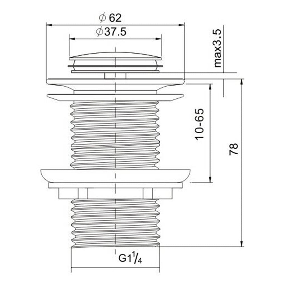 Silver 32mm Pop Up Push Brass Plug Without Overflow Basin Drain Waste Watermark - Furniture > Bathroom > Shower Heads & Screens - Rivercity House & Home Co. (ABN 18 642 972 209) - Affordable Modern Furniture Australia