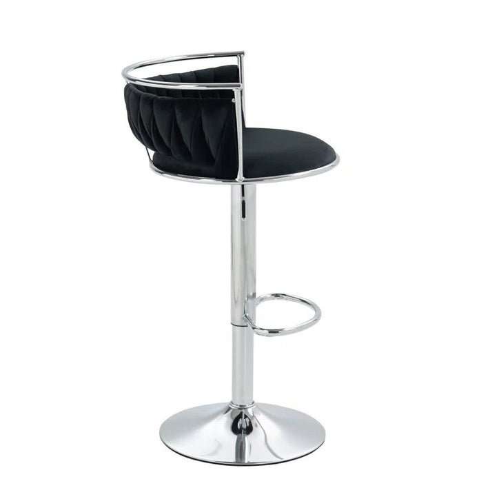 Silver Adjustable Height Velvet Upholstered Swivel Counter Stool with Metal Frame - Black (Set of 2) - Furniture > Bar Stools & Chairs > Table & Bar Stools - Rivercity House & Home Co. (ABN 18 642 972 209) - Affordable Modern Furniture Australia