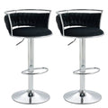 Silver Adjustable Height Velvet Upholstered Swivel Counter Stool with Metal Frame - Black (Set of 2)