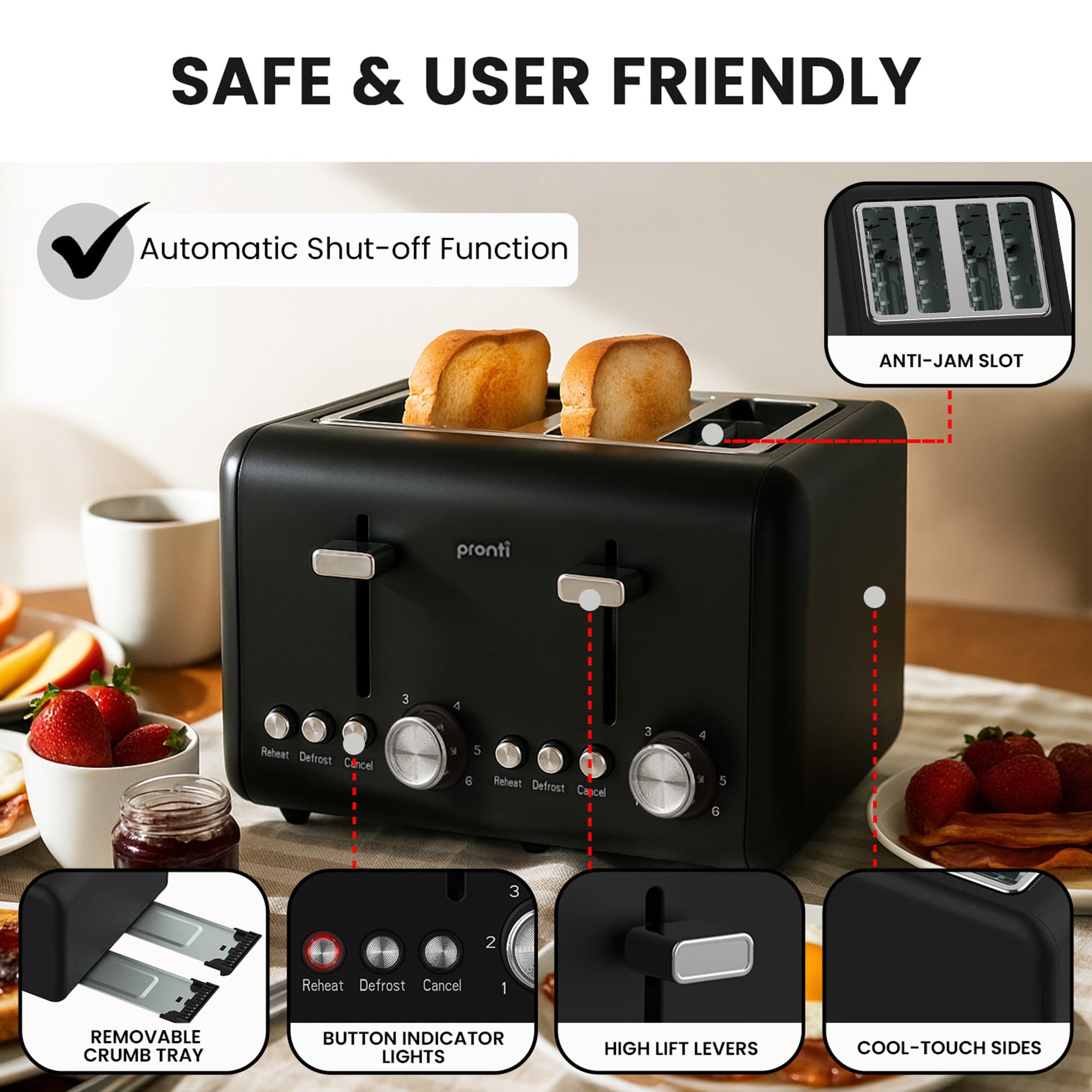 Silver Noir Collection 4 Slice Toaster and Kettle Bundle - Appliances > Kitchen Appliances > Kettles - Rivercity House & Home Co. (ABN 18 642 972 209) - Affordable Modern Furniture Australia