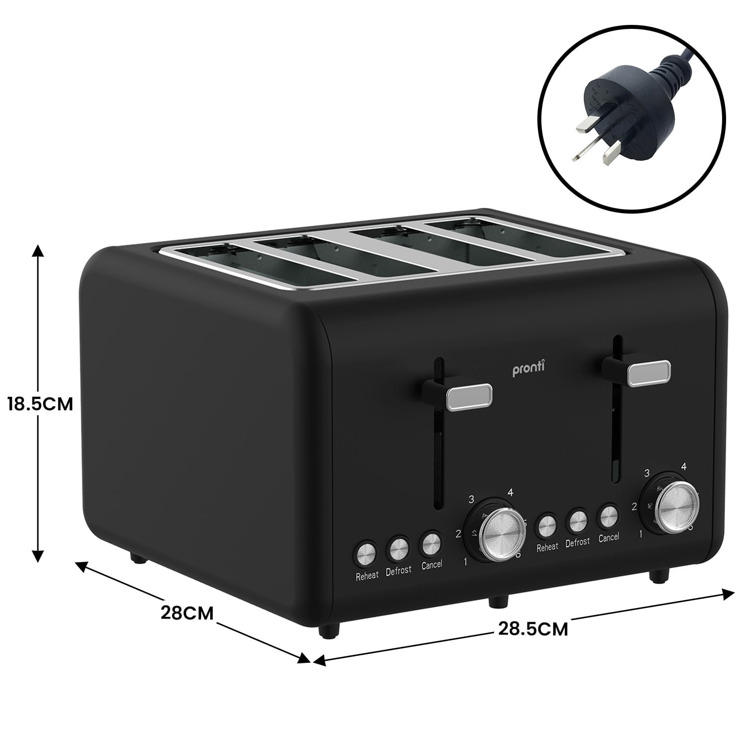 Silver Noir Collection 4 Slice Toaster with Dual Controls - Appliances > Kitchen Appliances > Toasters & Grills - Rivercity House & Home Co. (ABN 18 642 972 209) - Affordable Modern Furniture Australia