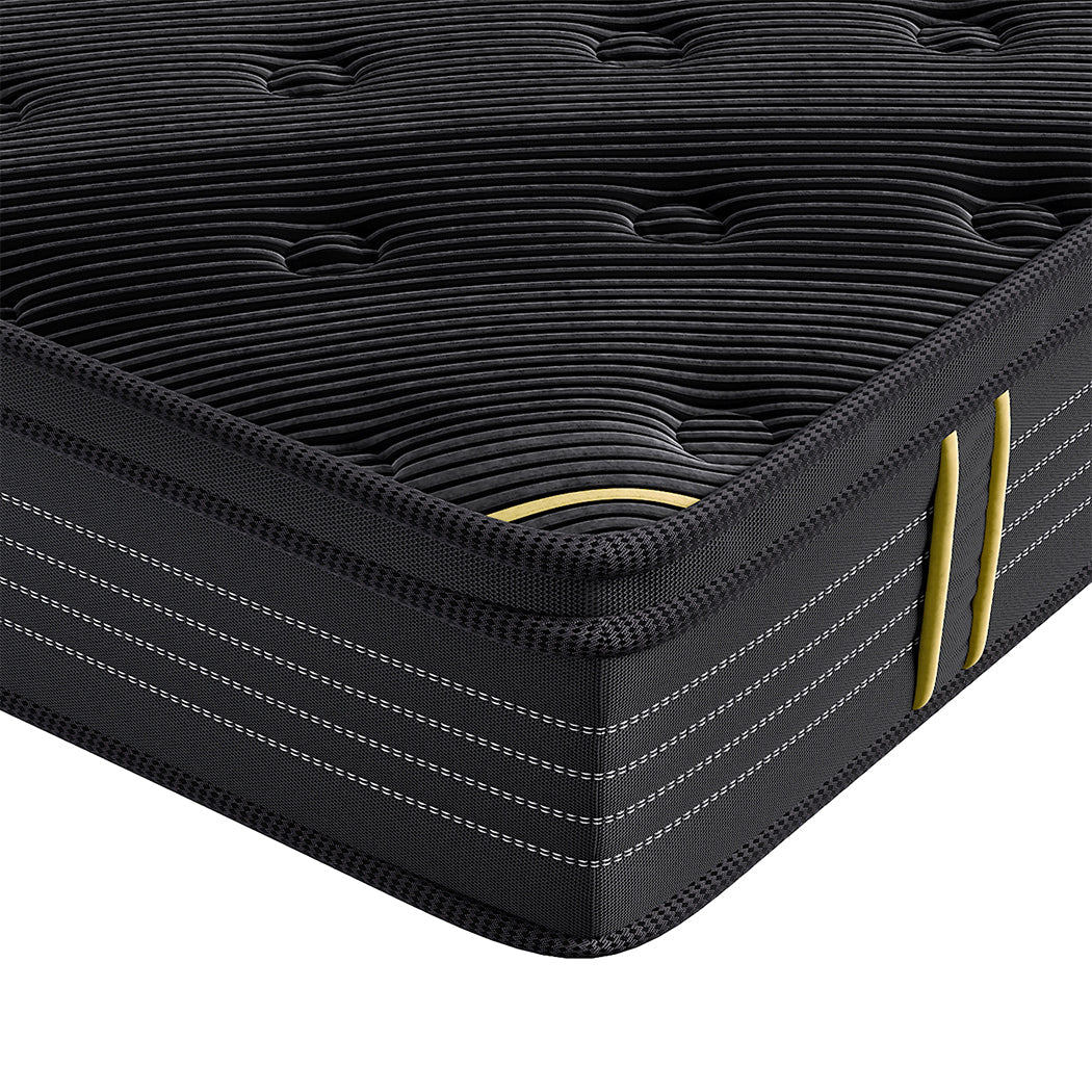 Single Bamboo Charcoal Euro Top Spring Mattress - Black - Rivercity House & Home Co. (ABN 18 642 972 209) - Affordable Modern Furniture Australia