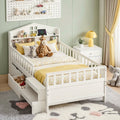 Harlow Single Kids LED Montessori House Bed with Storage Drawers & USB Charging – White