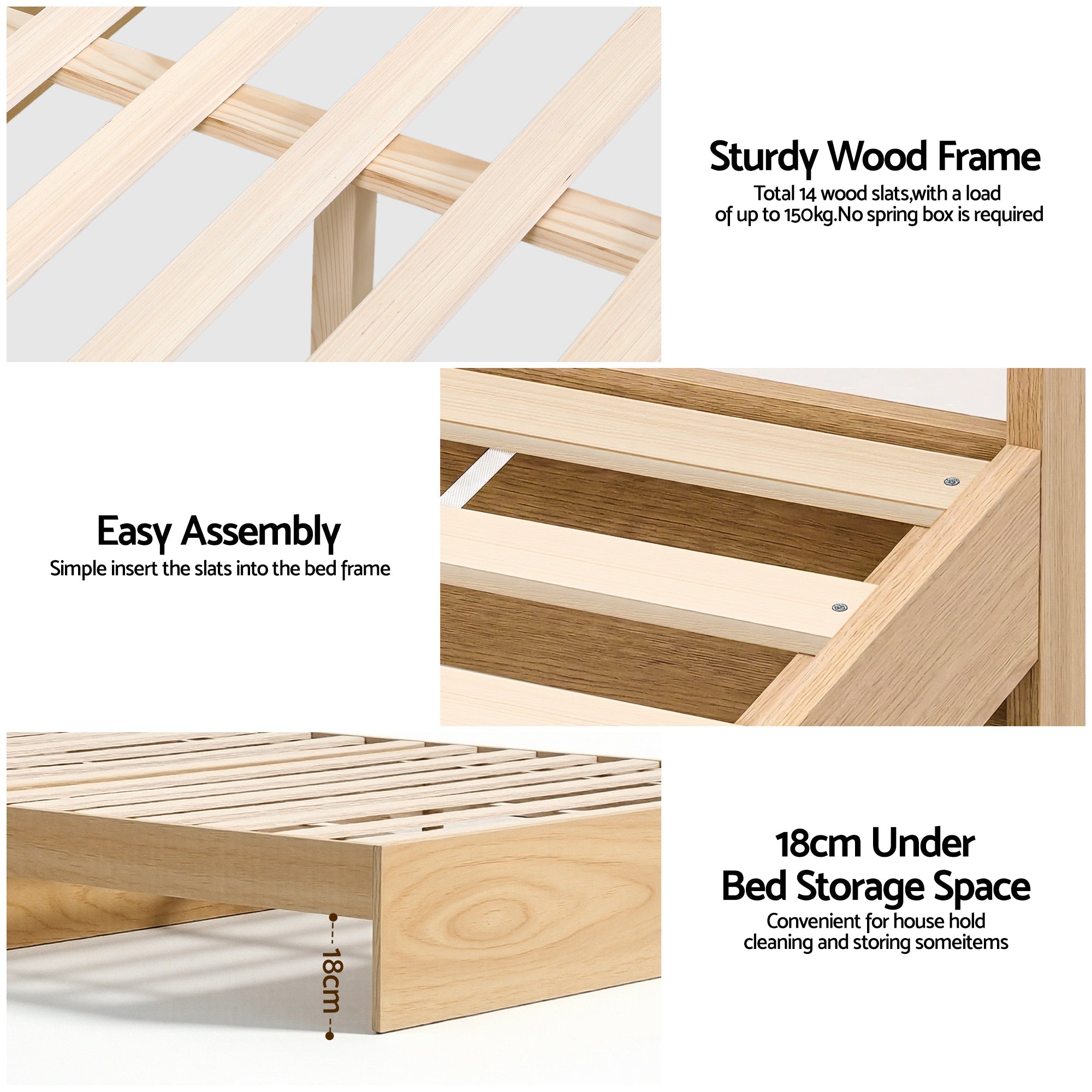 Single Bed Frame with 2 Storage Drawers & USB Ports Platform Base - Natural - Furniture > Bedroom > Beds & Bed Frames - Rivercity House & Home Co. (ABN 18 642 972 209) - Affordable Modern Furniture Australia