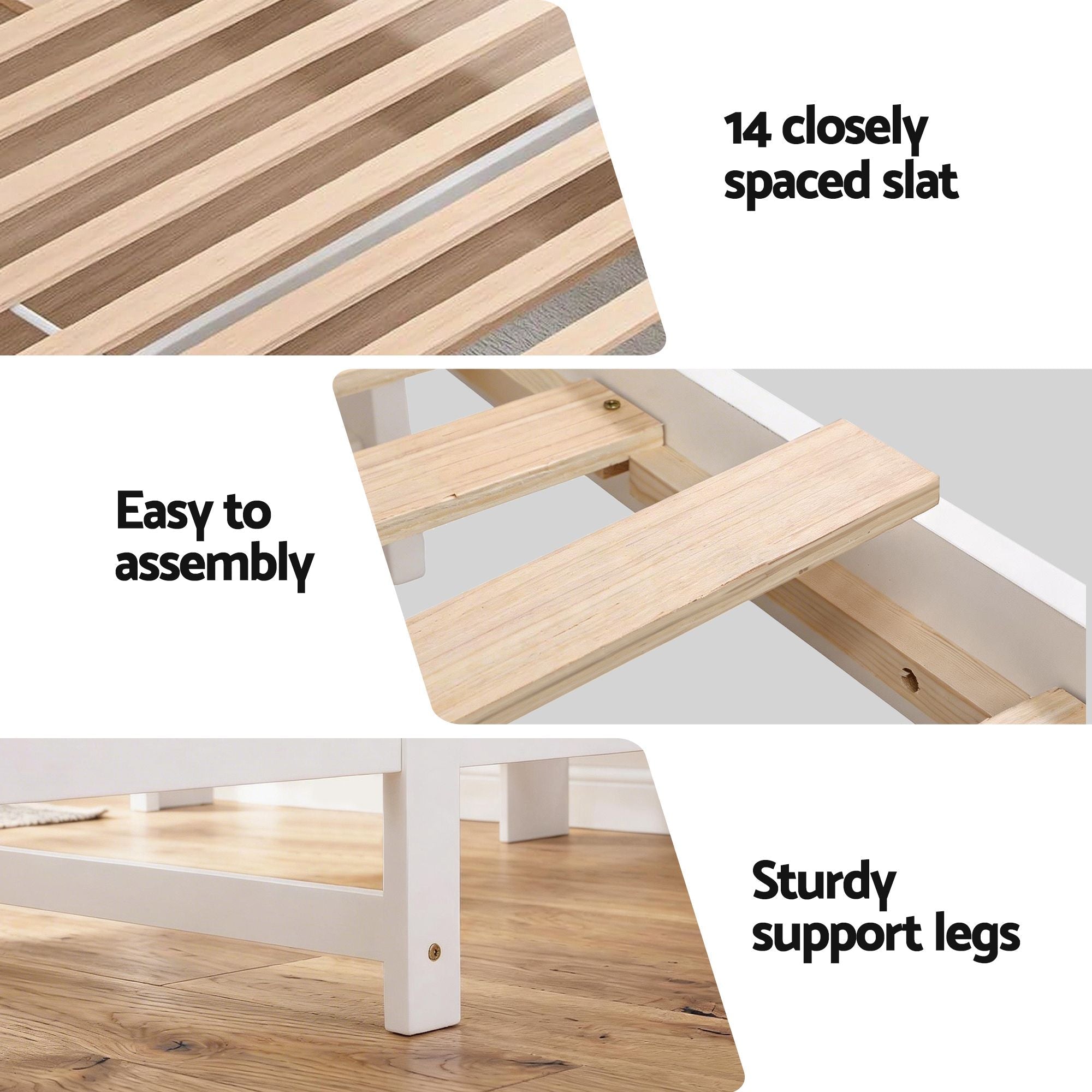 Single Bed Frame with Storage Headboard and Footboard Wooden Bed Base White - Furniture > Bedroom > Beds & Bed Frames - Rivercity House & Home Co. (ABN 18 642 972 209) - Affordable Modern Furniture Australia