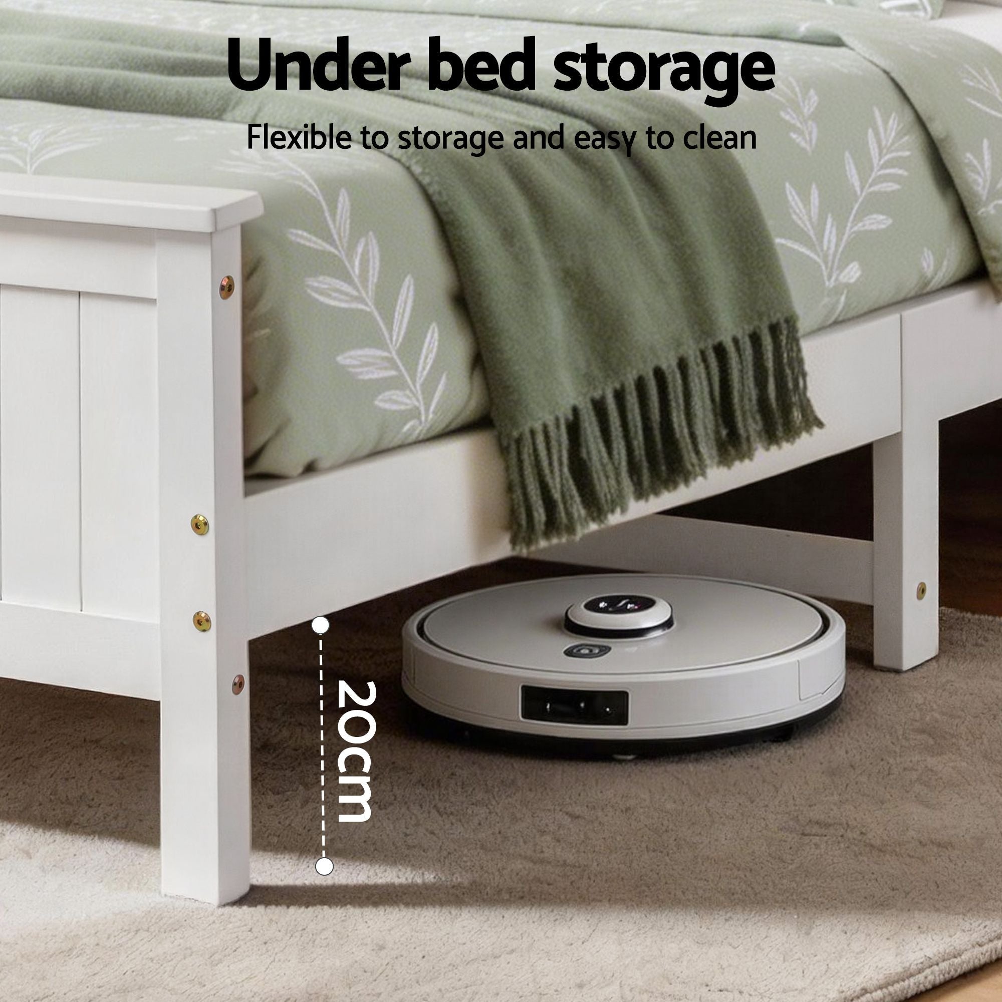 Single Bed Frame with Storage Headboard and Footboard Wooden Bed Base White - Furniture > Bedroom > Beds & Bed Frames - Rivercity House & Home Co. (ABN 18 642 972 209) - Affordable Modern Furniture Australia