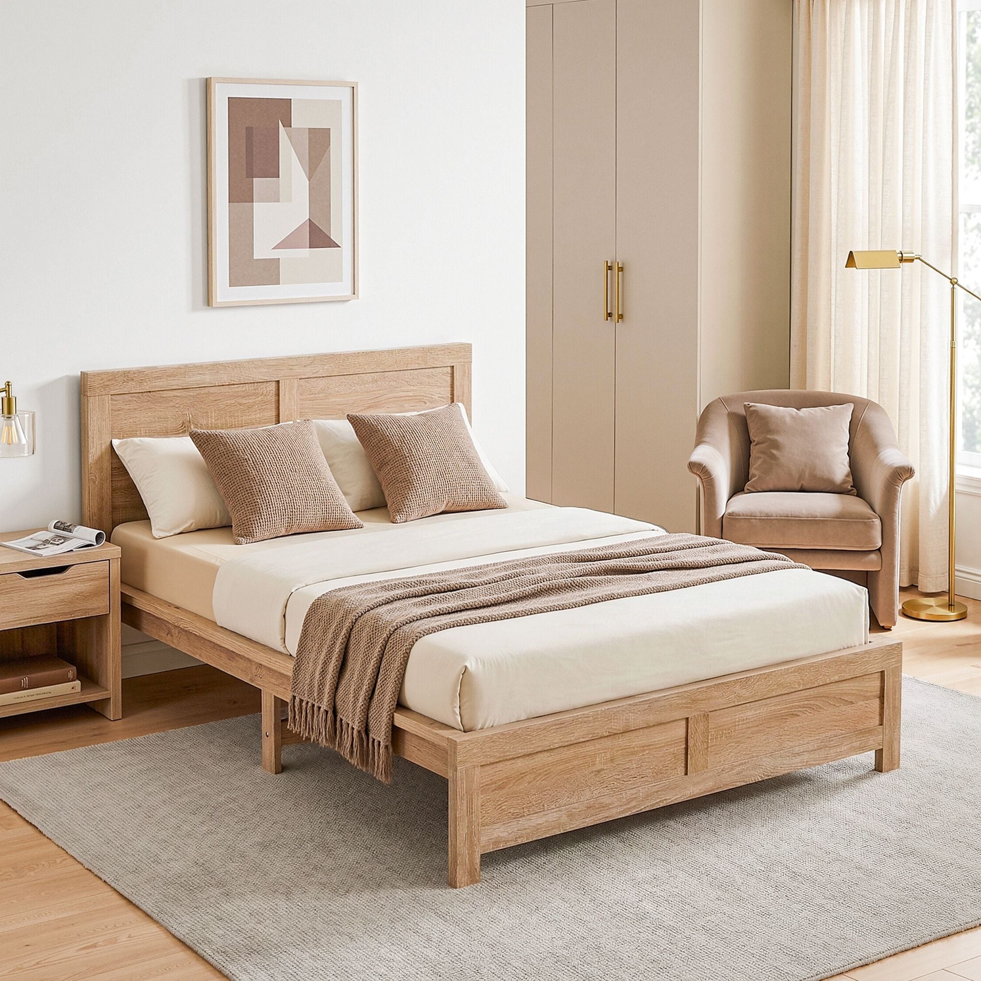 Single Bed Frame Wooden Bed Base Walnut - Furniture > Bedroom > Beds & Bed Frames - Rivercity House & Home Co. (ABN 18 642 972 209) - Affordable Modern Furniture Australia