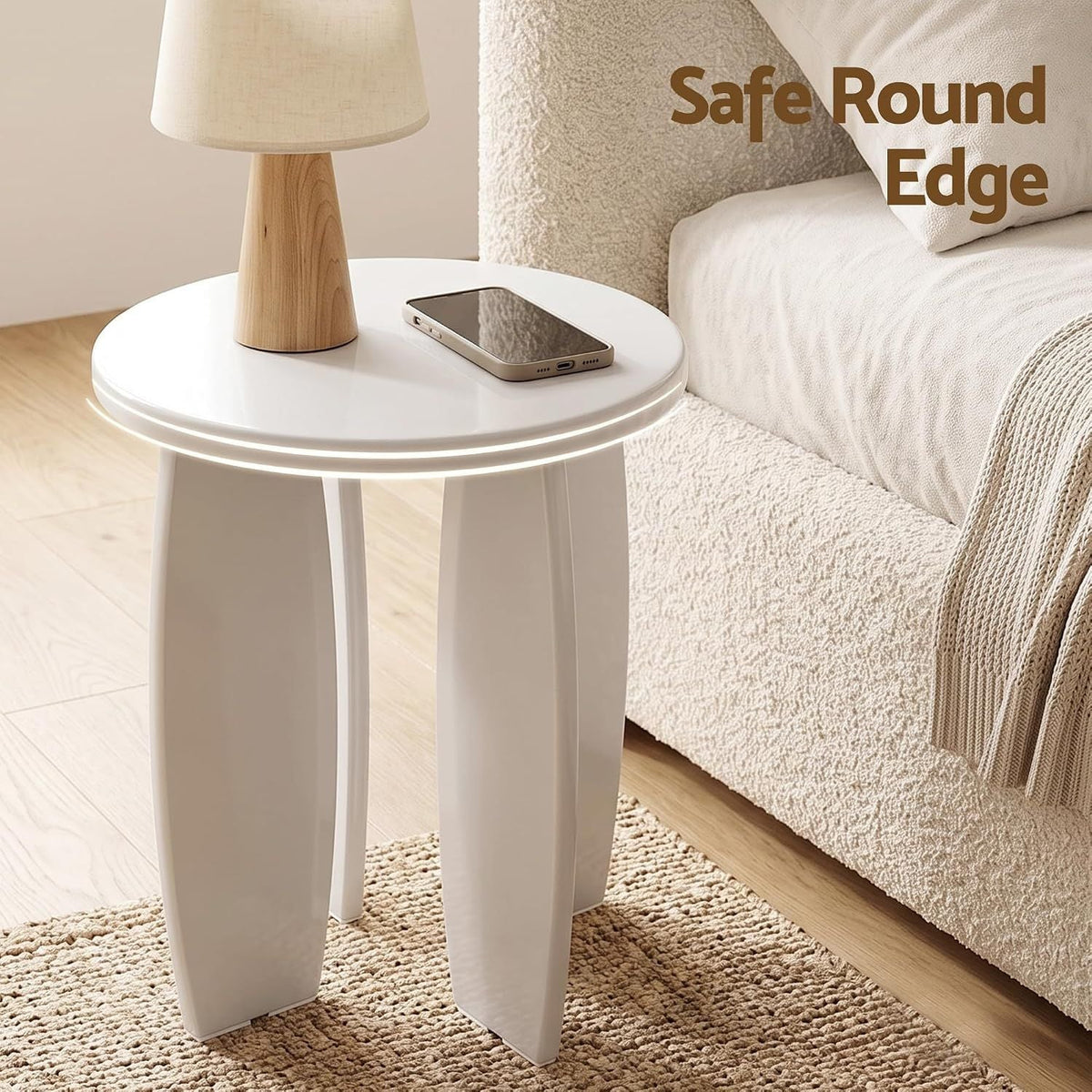 Single Boneless Sofa and Round End Table Set - White - Furniture > Sofas > Sofas & Sofa Beds - Rivercity House & Home Co. (ABN 18 642 972 209) - Affordable Modern Furniture Australia