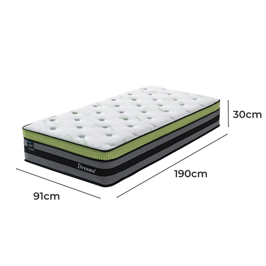 Single Cooling Pocket Spring Mattress - White - Rivercity House & Home Co. (ABN 18 642 972 209) - Affordable Modern Furniture Australia