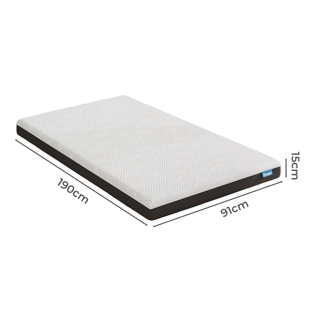 Single Gel Memory Foam Mattress 15cm Medium Firm Cooling Breathable - White - Rivercity House & Home Co. (ABN 18 642 972 209) - Affordable Modern Furniture Australia
