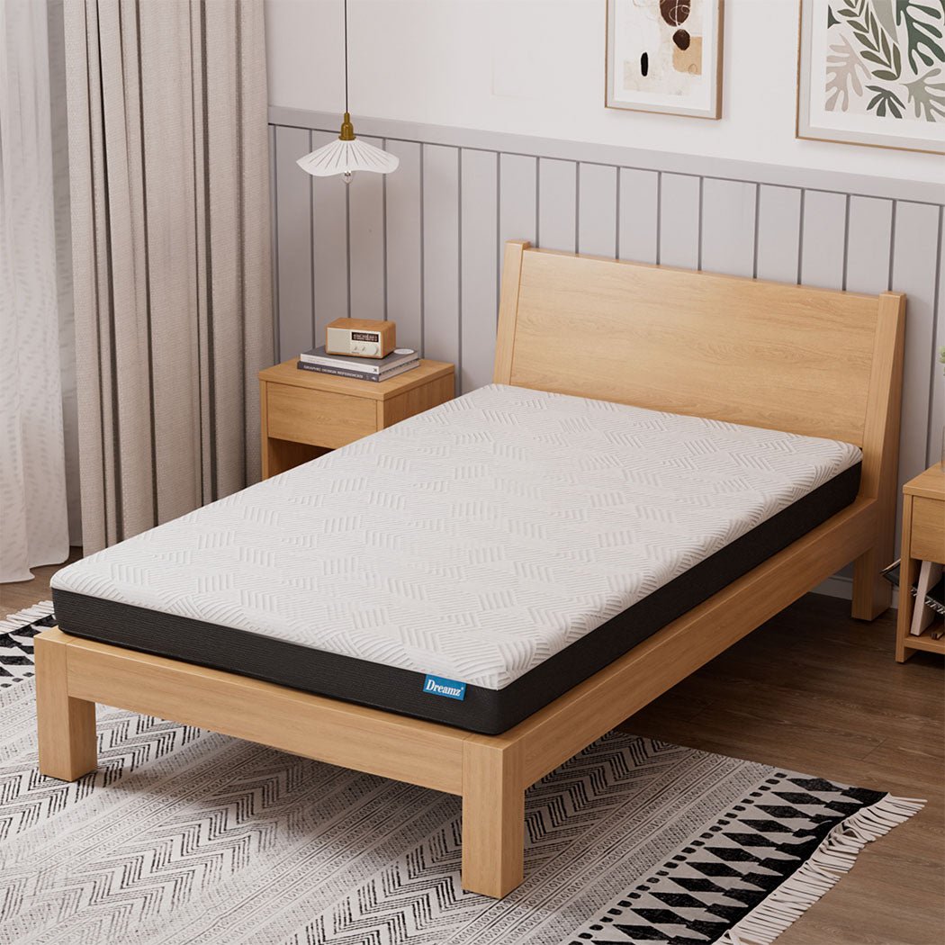 Single Gel Memory Foam Mattress 15cm Medium Firm Cooling Breathable - White - Rivercity House & Home Co. (ABN 18 642 972 209) - Affordable Modern Furniture Australia