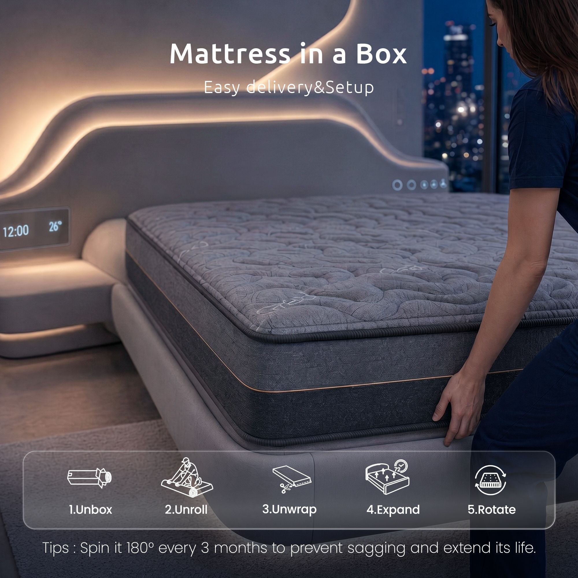 Single Mattress 25 cm Hybrid Pocket Spring with 4cm Egg Crate Foam for Deep Sleep Bamboo Charcoal Fabric - Furniture > Mattresses > Single Mattress - Rivercity House & Home Co. (ABN 18 642 972 209) - Affordable Modern Furniture Australia