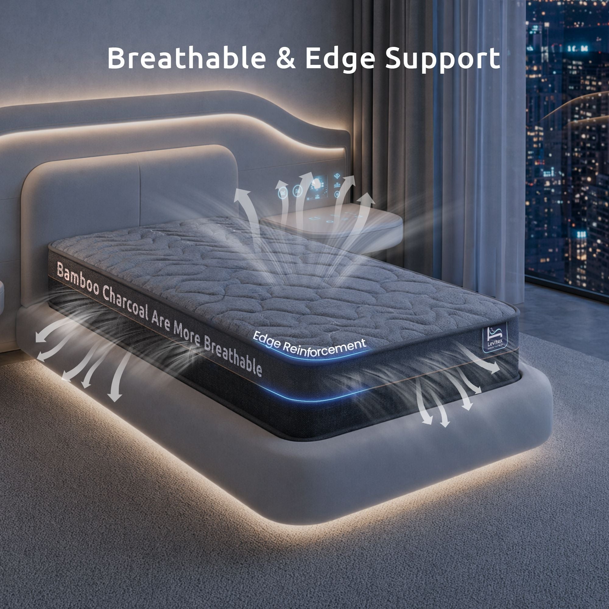 Single Mattress 25 cm Hybrid Pocket Spring with 4cm Egg Crate Foam for Deep Sleep Bamboo Charcoal Fabric - Furniture > Mattresses > Single Mattress - Rivercity House & Home Co. (ABN 18 642 972 209) - Affordable Modern Furniture Australia