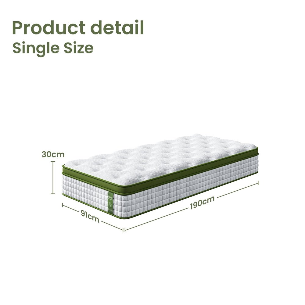 Single Mattress 30cm Medium Firm - Hybrid Mattress for Pressure Relief & Motion Isolation - Furniture > Mattresses > Single Mattress - Rivercity House & Home Co. (ABN 18 642 972 209) - Affordable Modern Furniture Australia