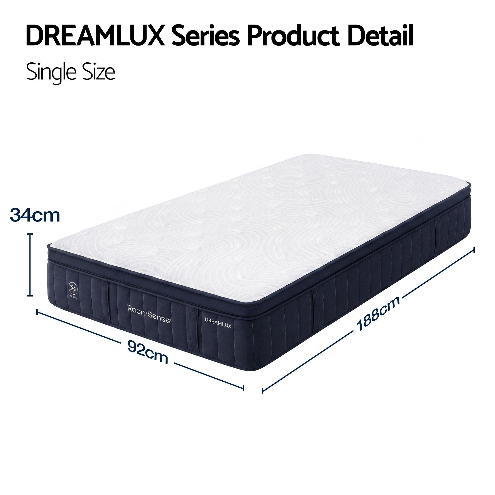 Single Mattress, 34cm Thick Medium Firm Hybrid Mattress for Back Pain Relief, Tencel Cooling Pocket Spring Mattress Single Size in a Box - Furniture > Mattresses > Single Mattress - Rivercity House & Home Co. (ABN 18 642 972 209) - Affordable Modern Furniture Australia