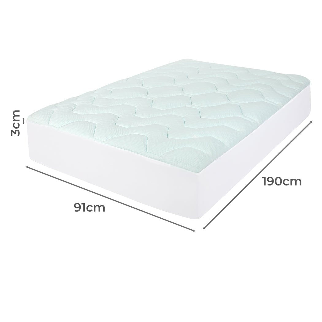 Single Mattress Topper Pillowtop Cover Protector - White & Blue - Rivercity House & Home Co. (ABN 18 642 972 209) - Affordable Modern Furniture Australia