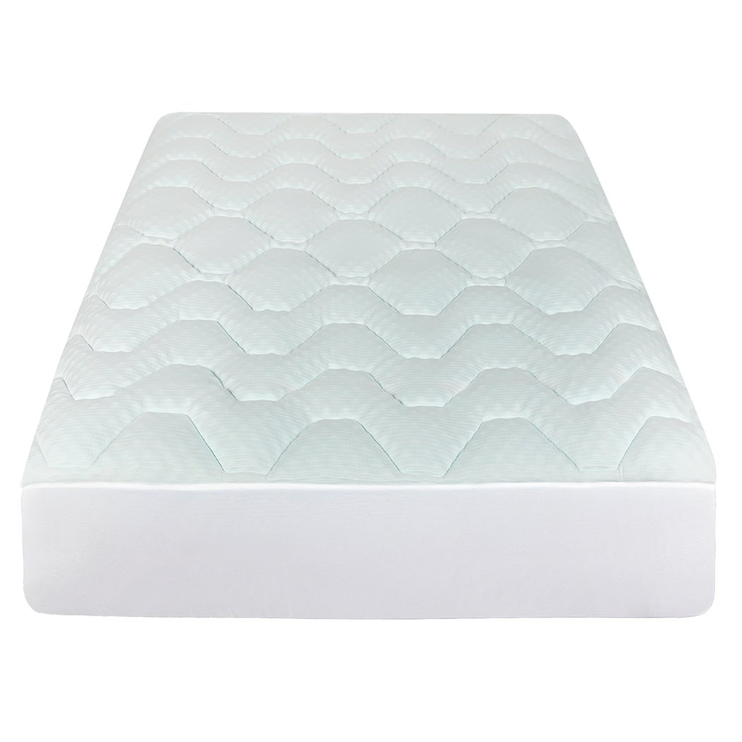 Single Mattress Topper Pillowtop Cover Protector - White & Blue - Rivercity House & Home Co. (ABN 18 642 972 209) - Affordable Modern Furniture Australia