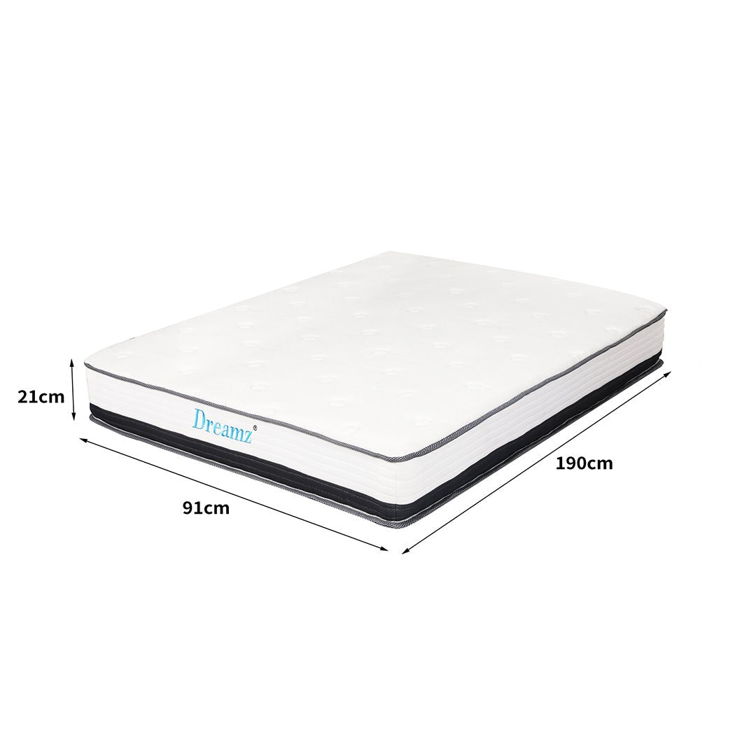 Single Pocket Spring Mattress HD Foam Medium Firm - White - Rivercity House & Home Co. (ABN 18 642 972 209) - Affordable Modern Furniture Australia