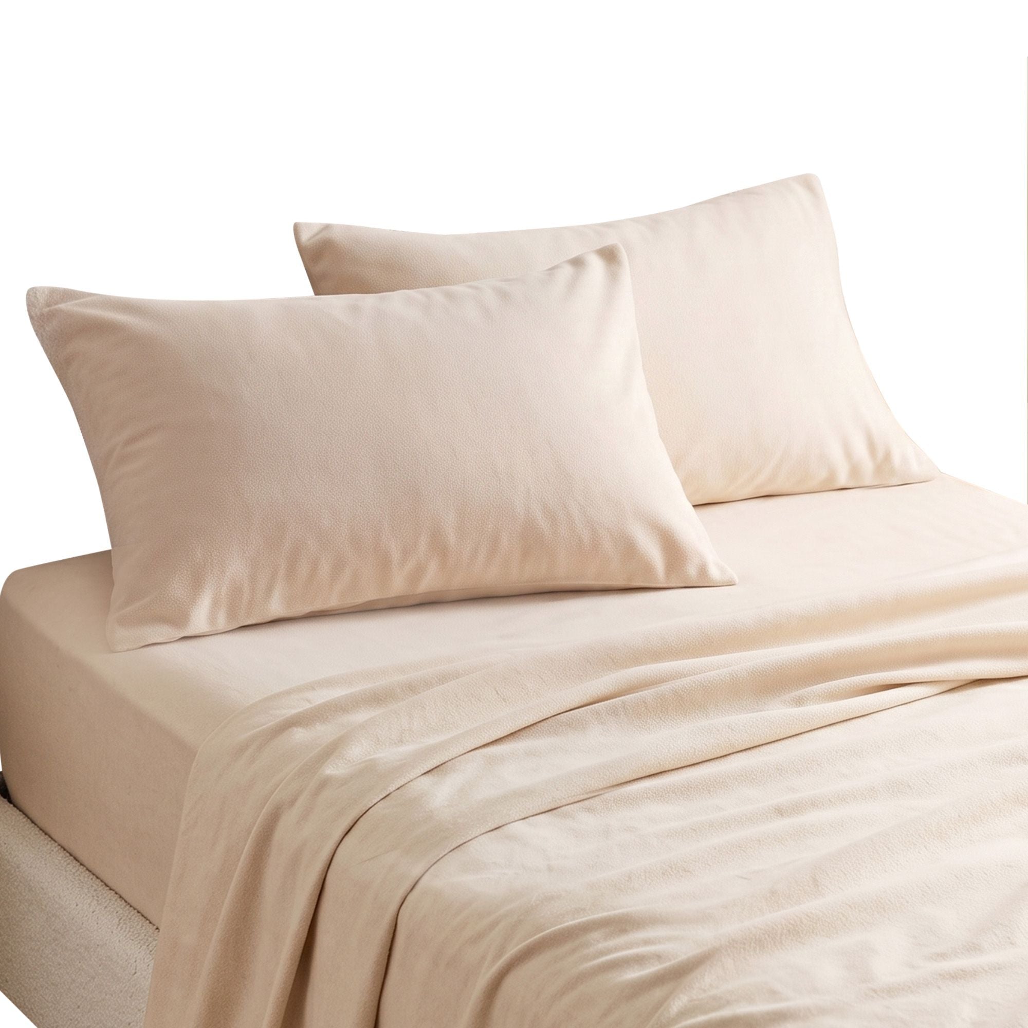 Single Sheet Set 150 GSM Anti-pilling Micro Flannel, Fast Drying Lightweight 4 Piece, 40CM Deep Pocket Fits Thick Mattress, Cream White - Home & Garden > Bedding > Bed Sheets - Rivercity House & Home Co. (ABN 18 642 972 209) - Affordable Modern Furniture Australia