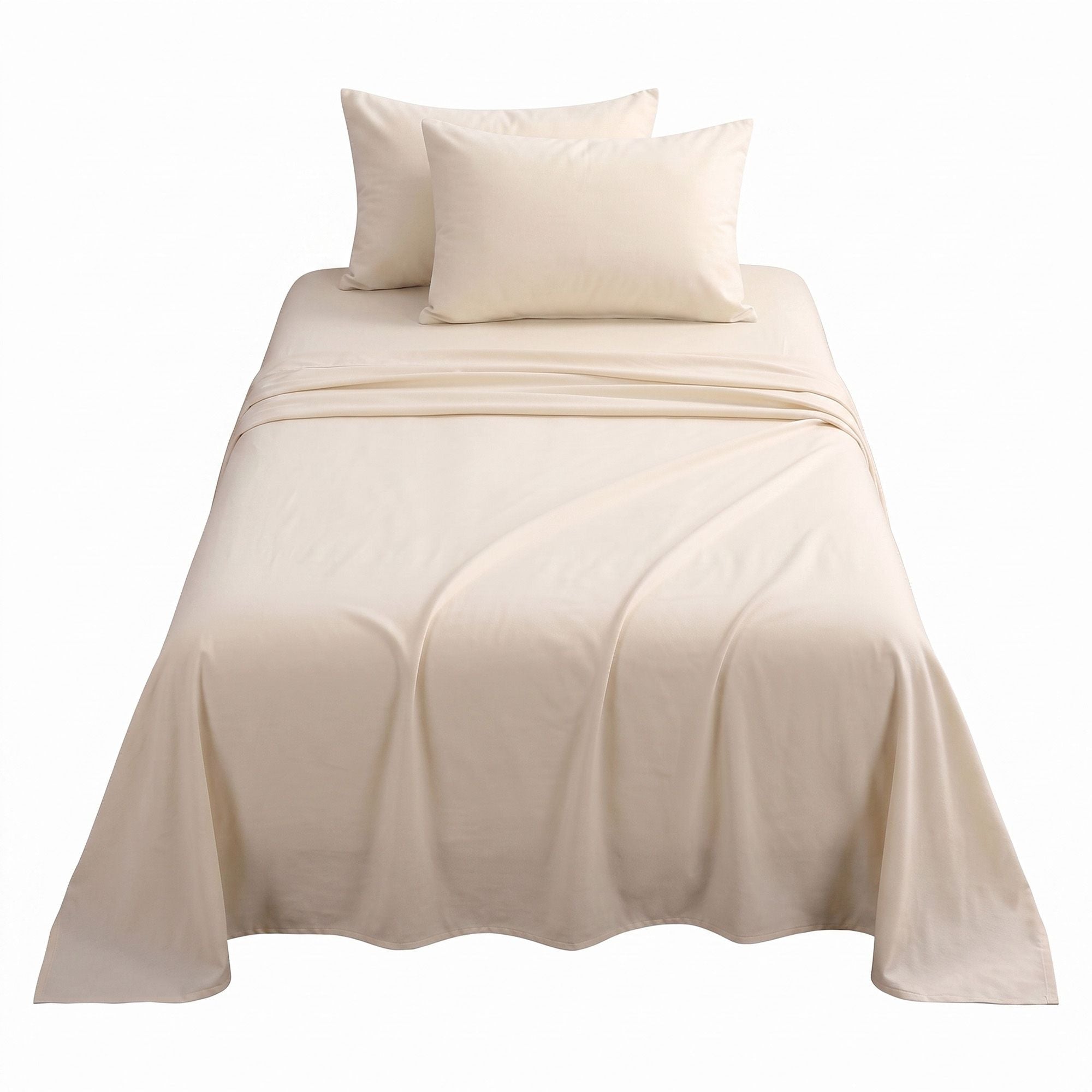 Single Sheet Set 150 GSM Anti-pilling Micro Flannel, Fast Drying Lightweight 4 Piece, 40CM Deep Pocket Fits Thick Mattress, Cream White - Home & Garden > Bedding > Bed Sheets - Rivercity House & Home Co. (ABN 18 642 972 209) - Affordable Modern Furniture Australia