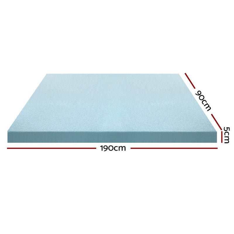 Single Size | Cool Gel Memory Foam Mattress Topper w/Bamboo Cover 5cm - Rivercity House & Home Co. (ABN 18 642 972 209) - Affordable Modern Furniture Australia