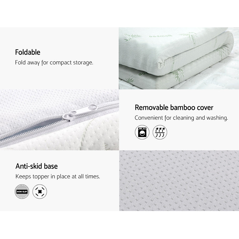 Single Size | Cool Gel Memory Foam Mattress Topper w/Bamboo Cover 5cm - Rivercity House & Home Co. (ABN 18 642 972 209) - Affordable Modern Furniture Australia