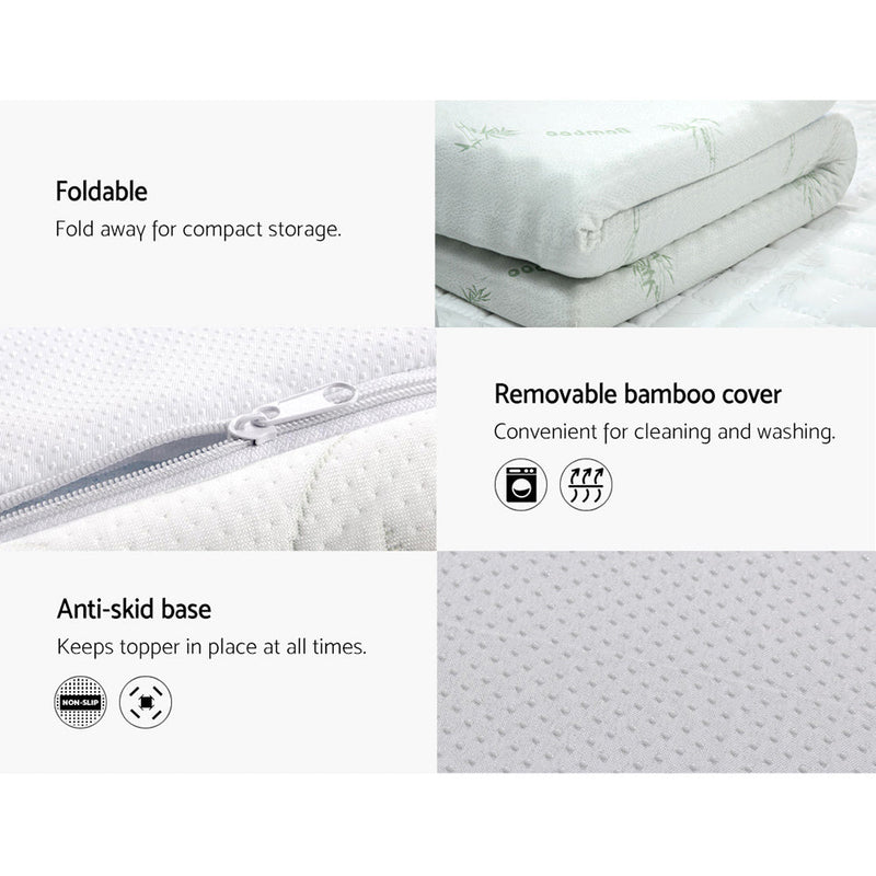 Single Size | Cool Gel Memory Foam Mattress Topper w/Bamboo Cover 5cm - Rivercity House & Home Co. (ABN 18 642 972 209) - Affordable Modern Furniture Australia