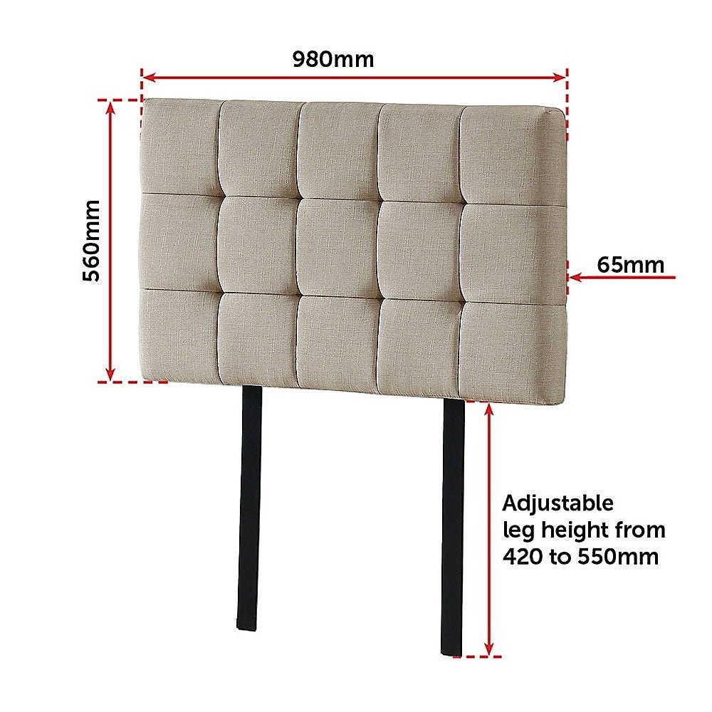 Single Size | Deluxe Fabric Headboard Bedhead (Beige) - Rivercity House & Home Co. (ABN 18 642 972 209) - Affordable Modern Furniture Australia