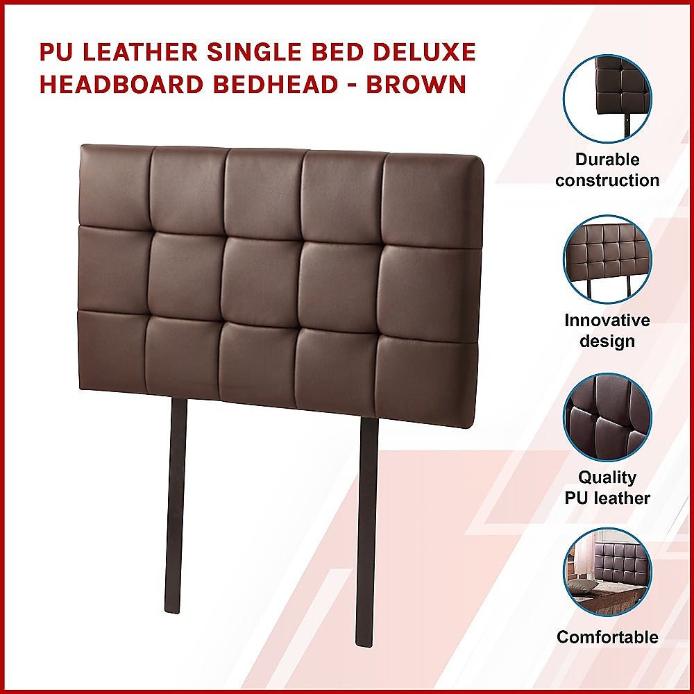Single Size | Deluxe Headboard Bedhead (Brown) - Rivercity House & Home Co. (ABN 18 642 972 209) - Affordable Modern Furniture Australia