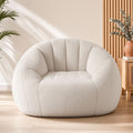 Single Small Boneless Couch Comfy Bean Bag for Living Room Faux Fur White