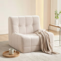Single Small Boneless Couches for Living Room White Fabric