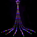 Six Strand Cascading Christmas String Lights 200 LED Solar & Cord Powered