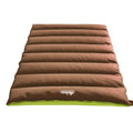 Double Thermal Sleeping Bag -5°C for Camping Hiking - Brown
