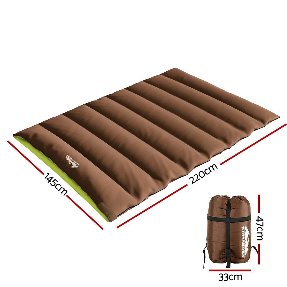 Sleeping Bag Double Bags Thermal Camping Hiking Tent Brown - 5°C - Outdoor Recreation > Camping > Sleeping Bags - Rivercity House & Home Co. (ABN 18 642 972 209) - Affordable Modern Furniture Australia