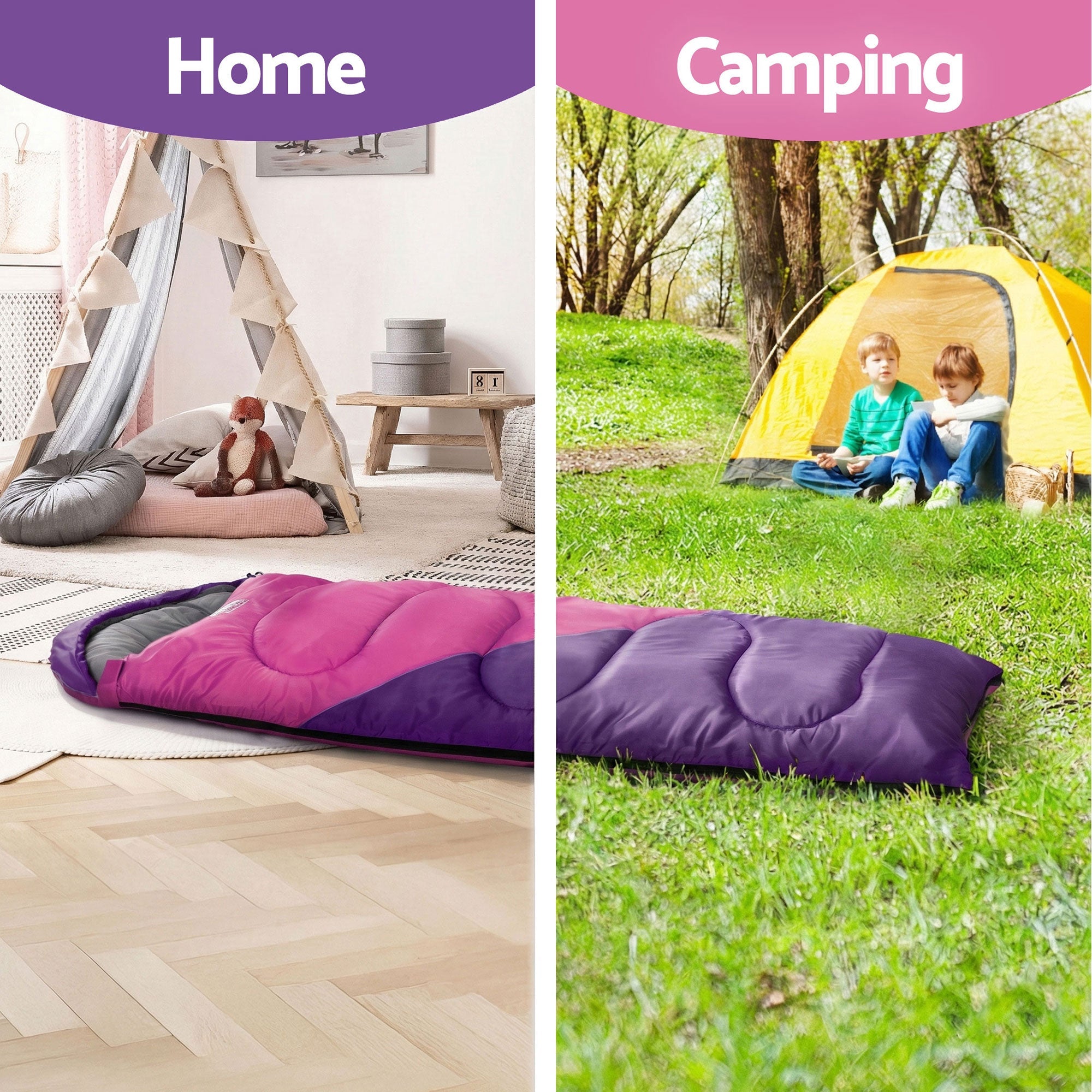 Sleeping Bag Set of 2 Kids Single 172cm Thermal Camping Hiking - Outdoor Recreation > Camping > Sleeping Bags - Rivercity House & Home Co. (ABN 18 642 972 209) - Affordable Modern Furniture Australia