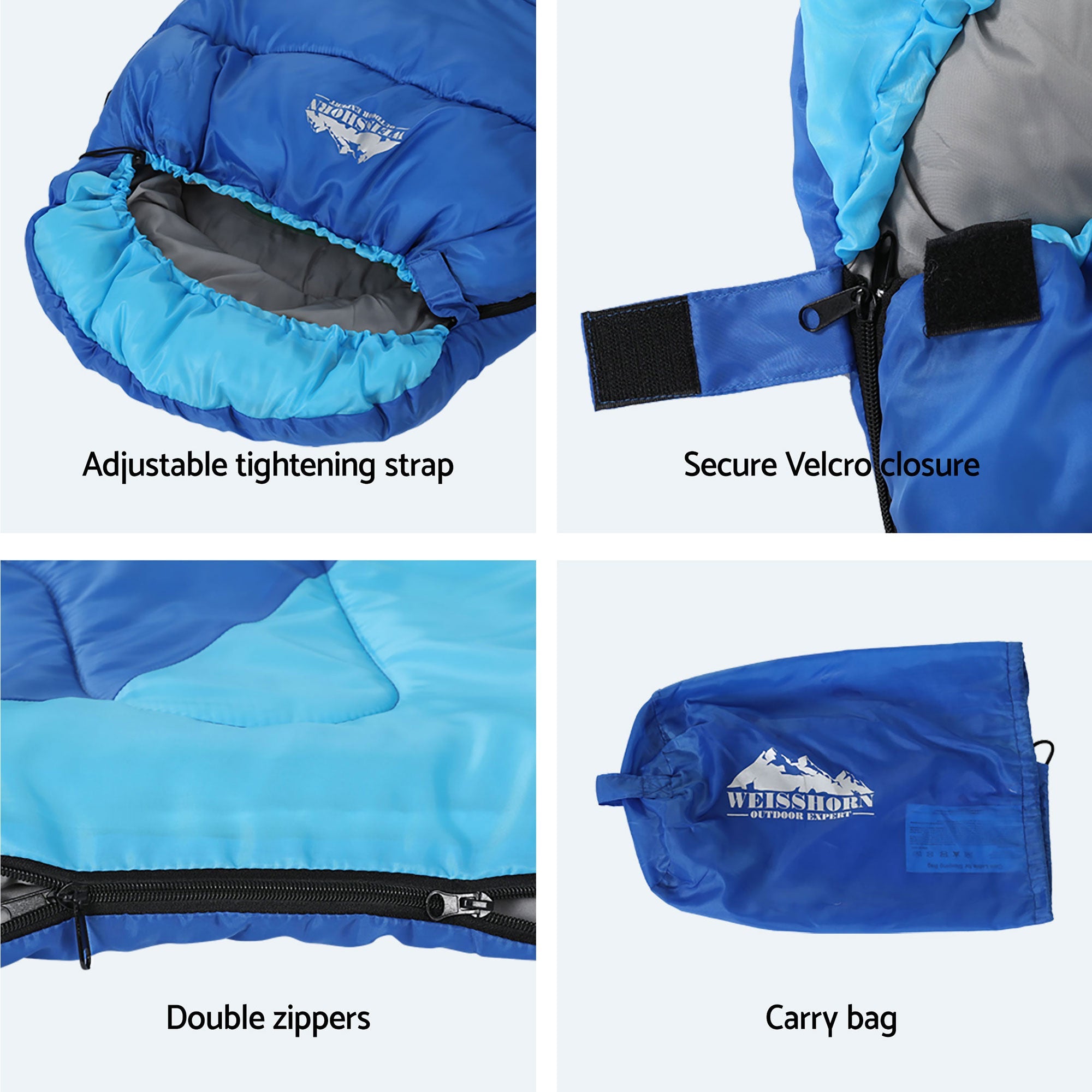 Sleeping Bag Set of 2 Kids Single 172cm Thermal Camping Hiking - Outdoor Recreation > Camping > Sleeping Bags - Rivercity House & Home Co. (ABN 18 642 972 209) - Affordable Modern Furniture Australia