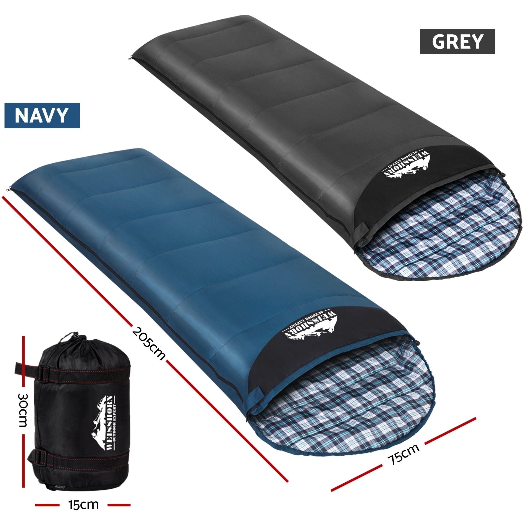 Sleeping Bag Set of 2 Single Thermal Camping Hiking Tent 0℃ - Outdoor Recreation > Camping > Sleeping Bags - Rivercity House & Home Co. (ABN 18 642 972 209) - Affordable Modern Furniture Australia