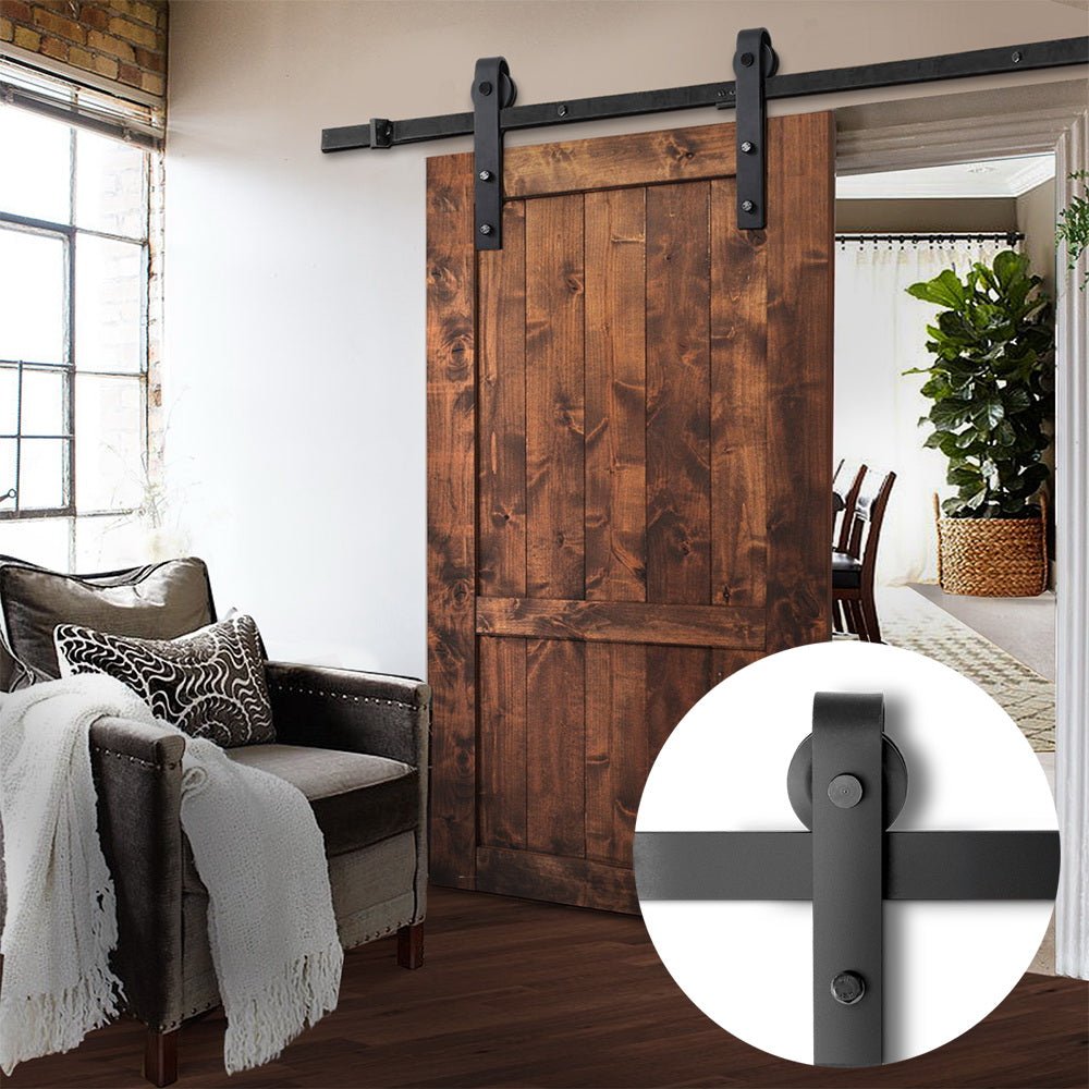 Sliding Barn Door Hardware Track Set 1.83m - Home & Garden > DIY > Door Hardware - Rivercity House & Home Co. (ABN 18 642 972 209) - Affordable Modern Furniture Australia