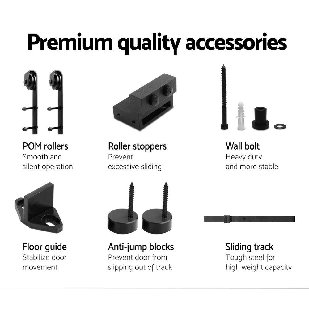 Sliding Barn Door Hardware Track Set 1.83m - Home & Garden > DIY > Door Hardware - Rivercity House & Home Co. (ABN 18 642 972 209) - Affordable Modern Furniture Australia
