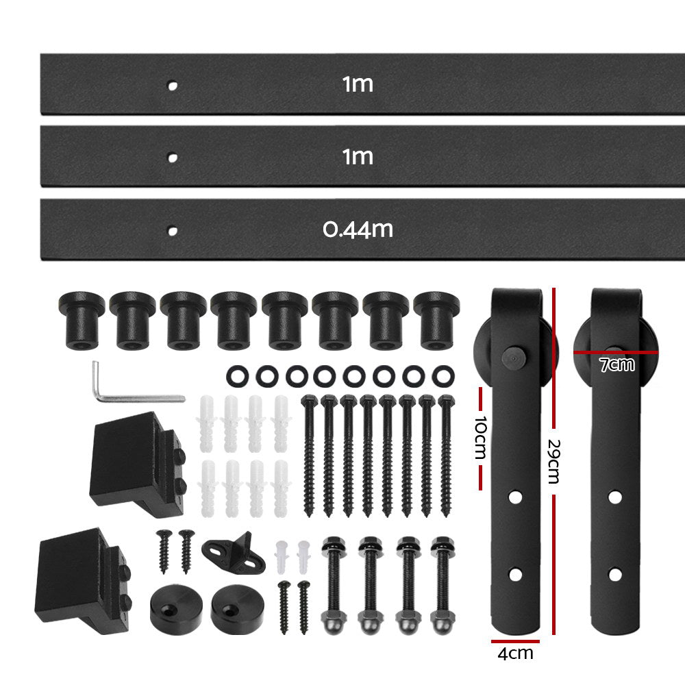 Sliding Barn Door Hardware Track Set 2.44m - Home & Garden > DIY > Door Hardware - Rivercity House & Home Co. (ABN 18 642 972 209) - Affordable Modern Furniture Australia