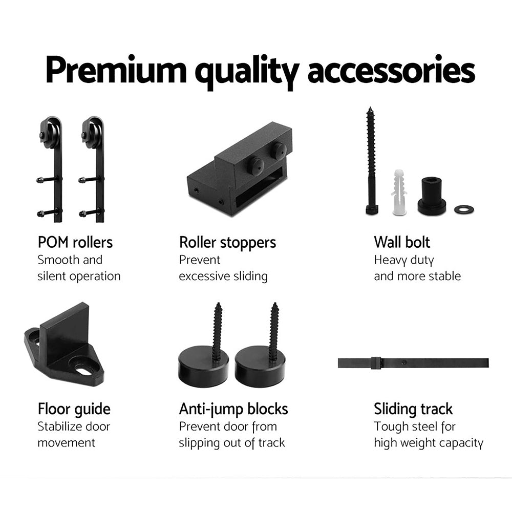 Sliding Barn Door Hardware Track Set 2.44m - Home & Garden > DIY > Door Hardware - Rivercity House & Home Co. (ABN 18 642 972 209) - Affordable Modern Furniture Australia
