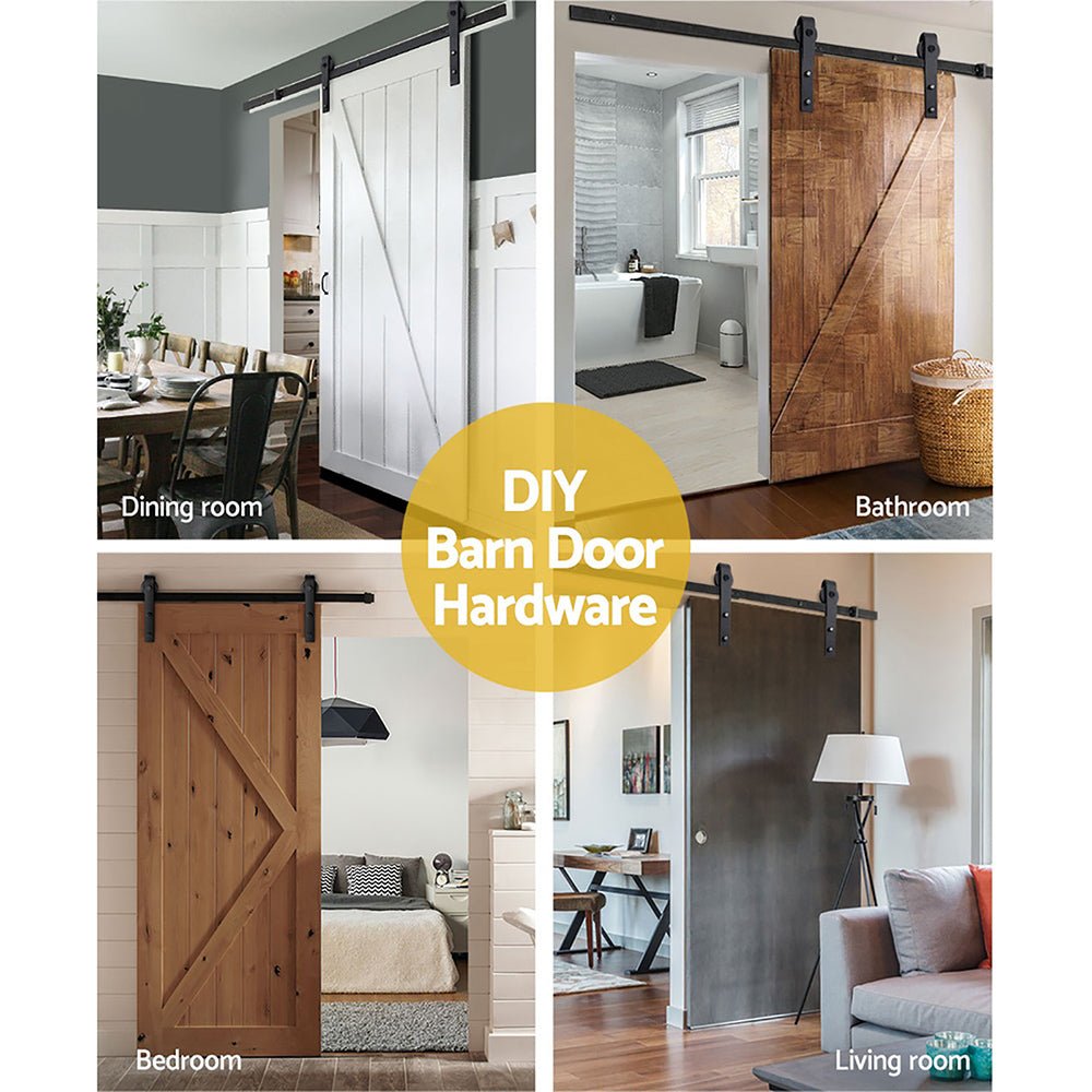 Sliding Barn Door Hardware Track Set 3.66m - Home & Garden > DIY > Door Hardware - Rivercity House & Home Co. (ABN 18 642 972 209) - Affordable Modern Furniture Australia