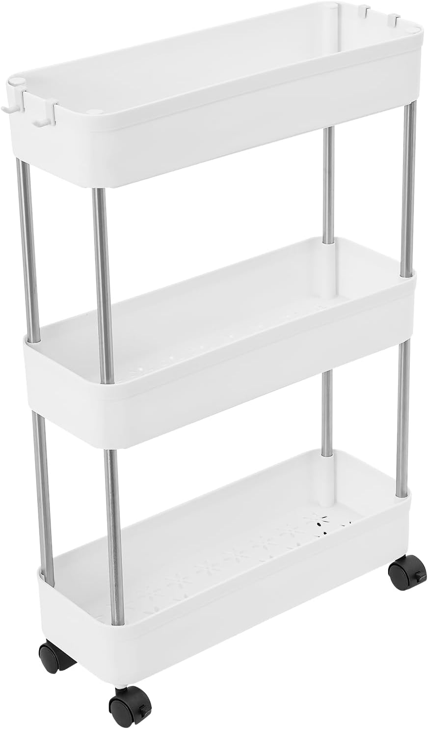Slim 3 - Tier Storage Cart Organiser Trolley with Wheels for Kitchen, Bathroom & Laundry - White - Tools > Tools Storage > Utility Trolleys - Rivercity House & Home Co. (ABN 18 642 972 209) - Affordable Modern Furniture Australia