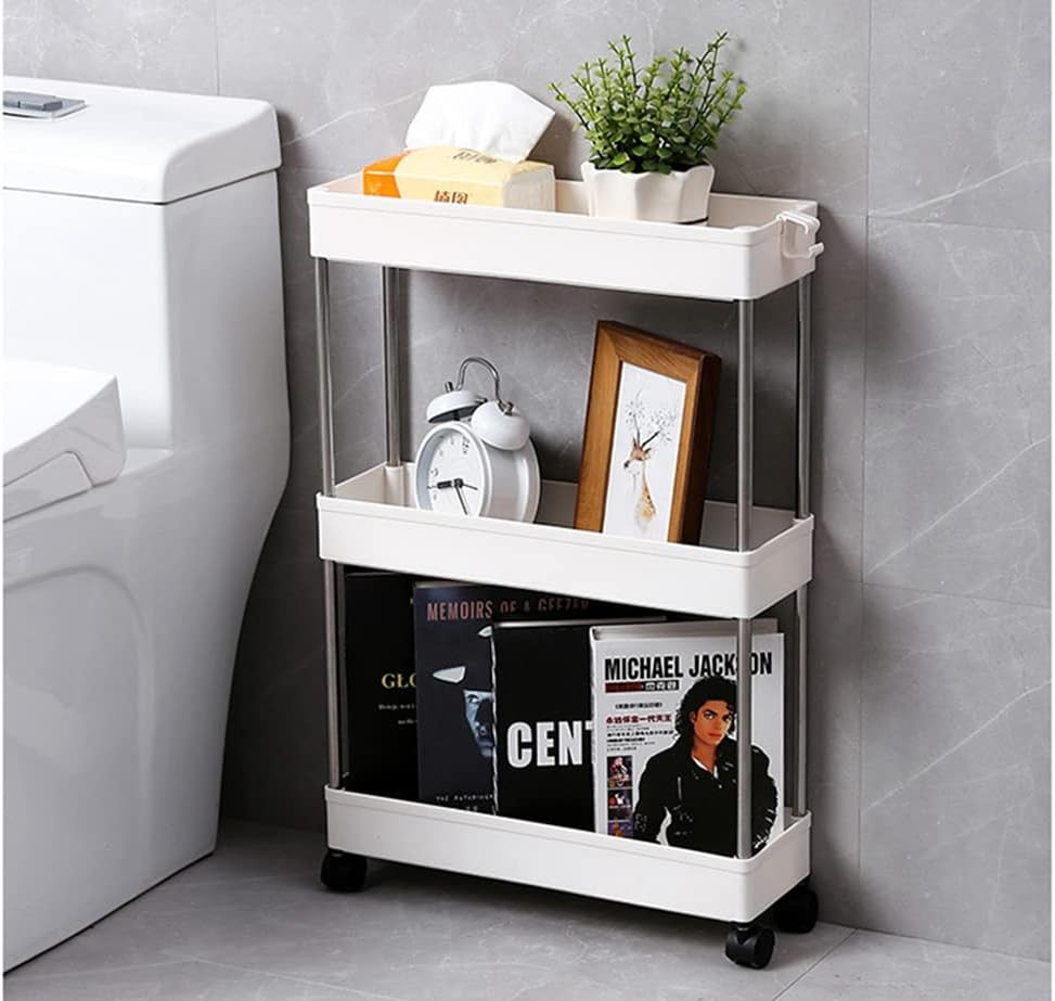 Slim 3 - Tier Storage Cart Organiser Trolley with Wheels for Kitchen, Bathroom & Laundry - White - Tools > Tools Storage > Utility Trolleys - Rivercity House & Home Co. (ABN 18 642 972 209) - Affordable Modern Furniture Australia
