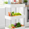 Slim 3-Tier Storage Cart Organiser Trolley with Wheels for Kitchen, Bathroom & Laundry - White