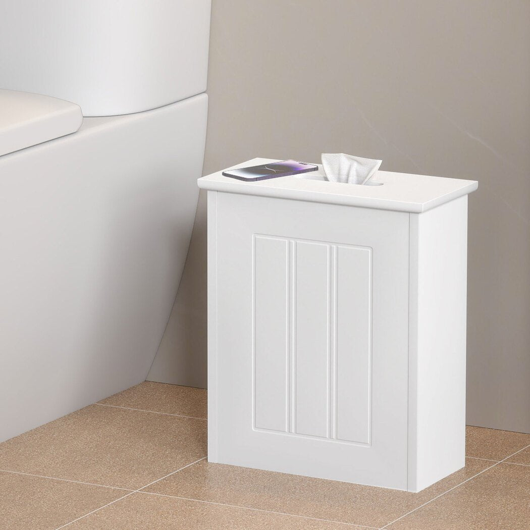 Slim Bathroom Storage Box with Lid for Toilet Paper Organiser Container - White - Rivercity House & Home Co. (ABN 18 642 972 209) - Affordable Modern Furniture Australia