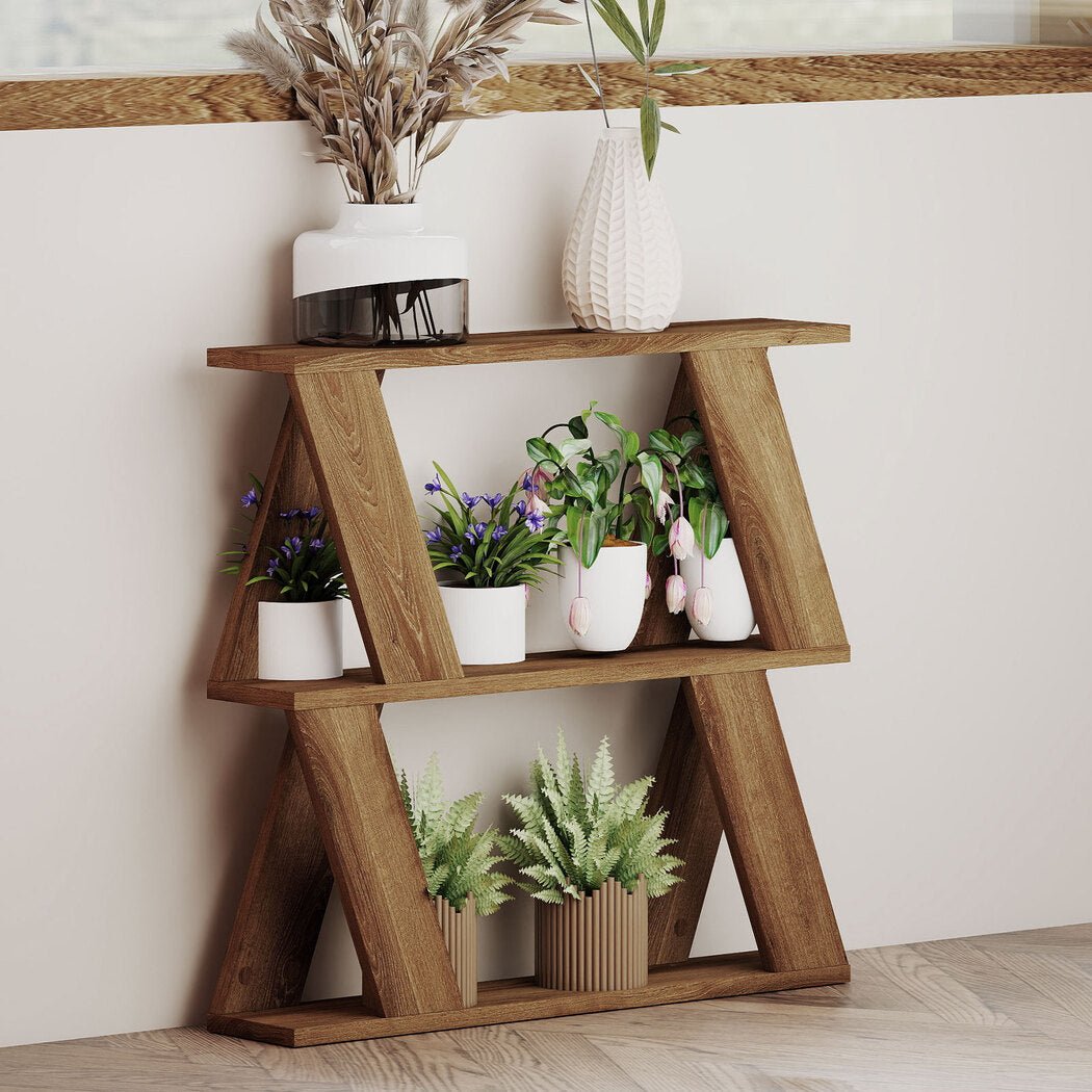 Slim Compact Side Table with Storage Double - Layer Coffee Table - Deep Oak - Rivercity House & Home Co. (ABN 18 642 972 209) - Affordable Modern Furniture Australia