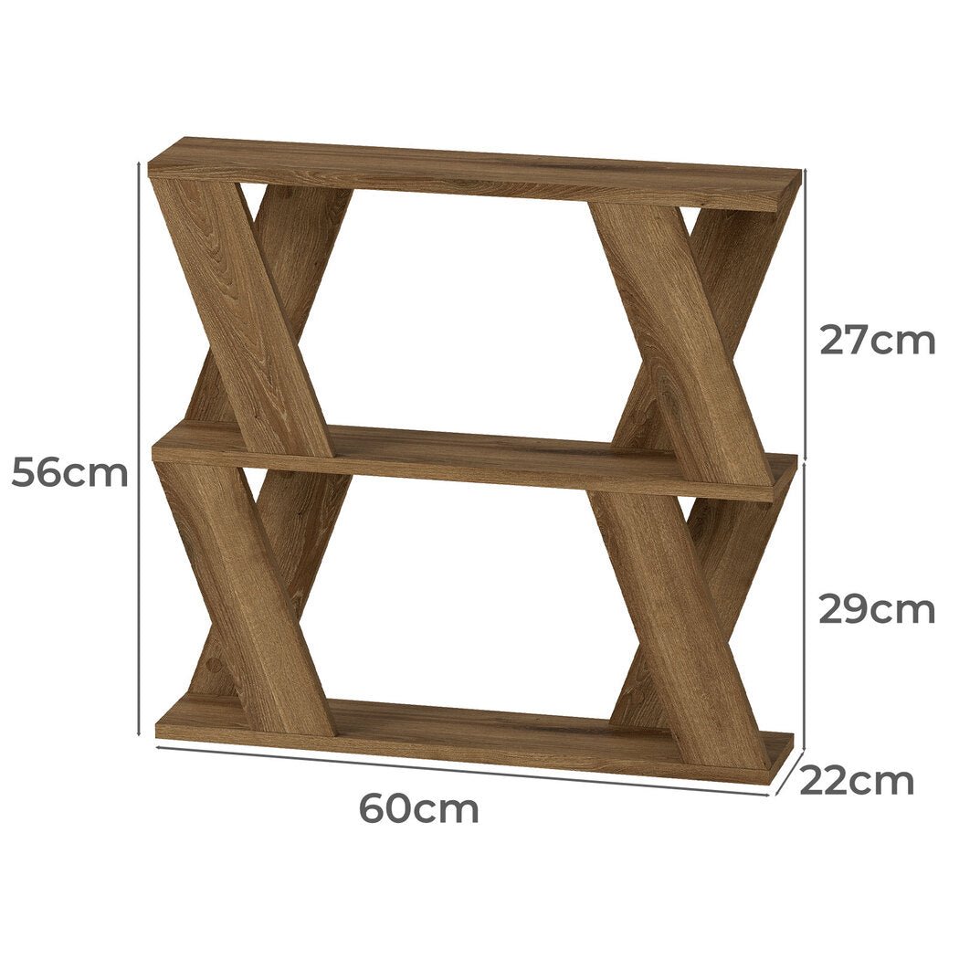 Slim Compact Side Table with Storage Double - Layer Coffee Table - Deep Oak - Rivercity House & Home Co. (ABN 18 642 972 209) - Affordable Modern Furniture Australia