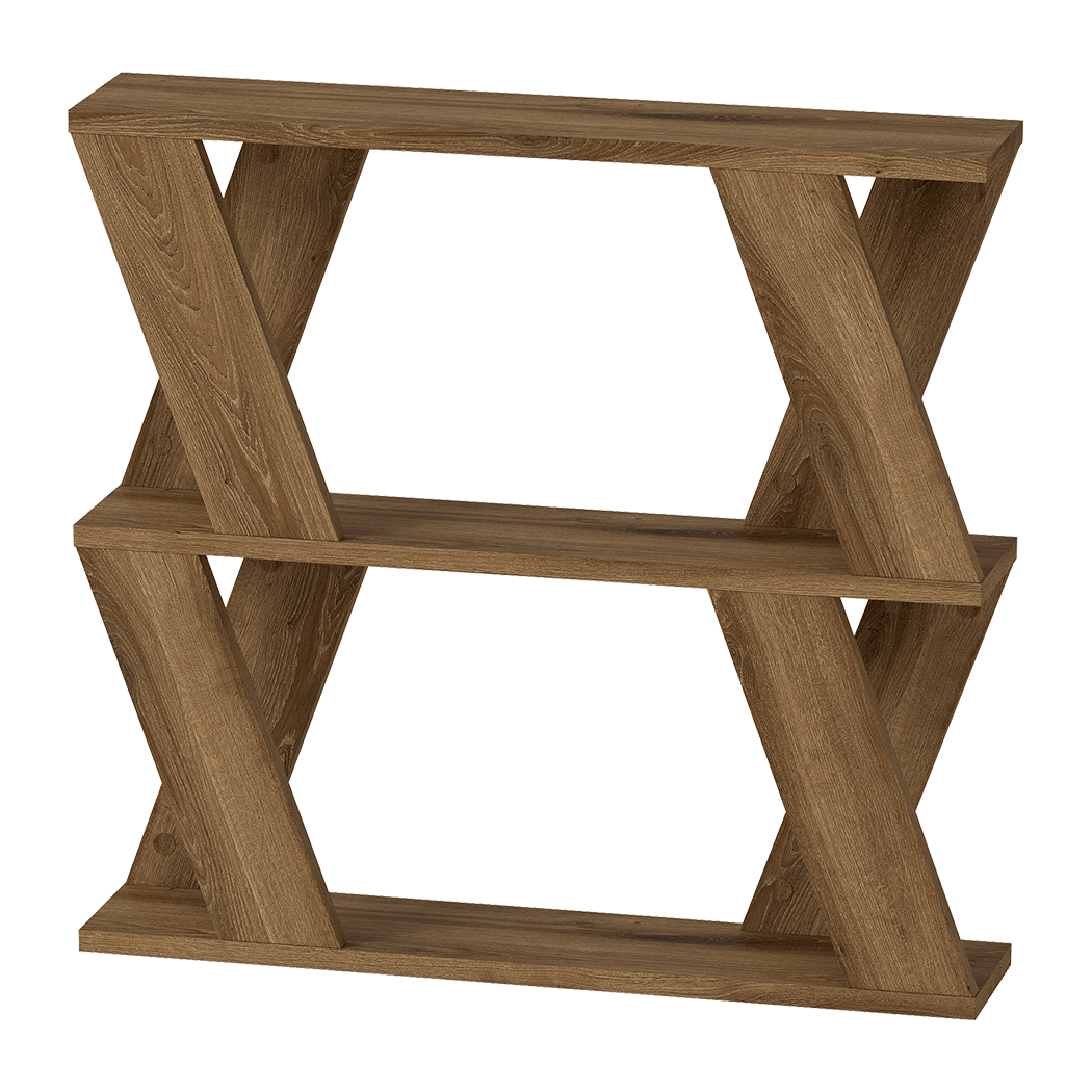 Slim Compact Side Table with Storage Double - Layer Coffee Table - Deep Oak - Rivercity House & Home Co. (ABN 18 642 972 209) - Affordable Modern Furniture Australia
