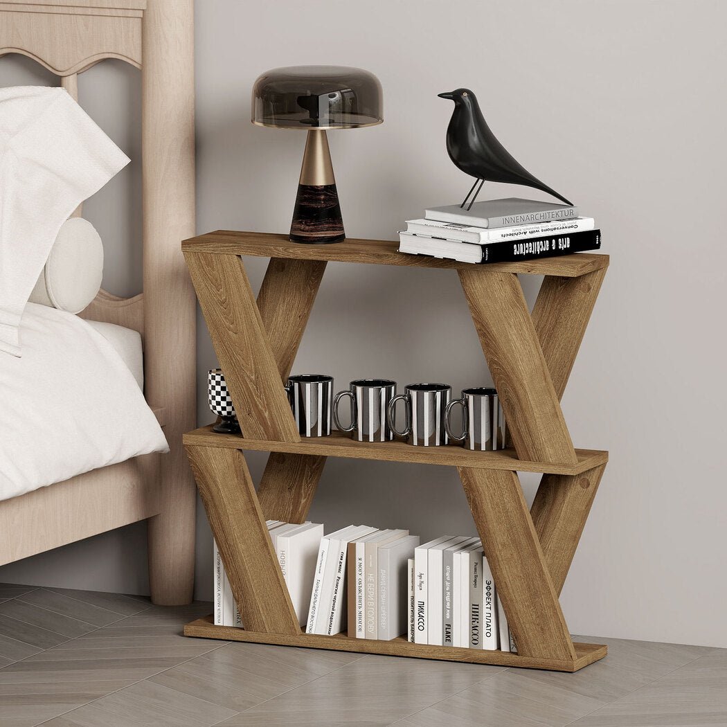Slim Compact Side Table with Storage Double - Layer Coffee Table - Deep Oak - Rivercity House & Home Co. (ABN 18 642 972 209) - Affordable Modern Furniture Australia